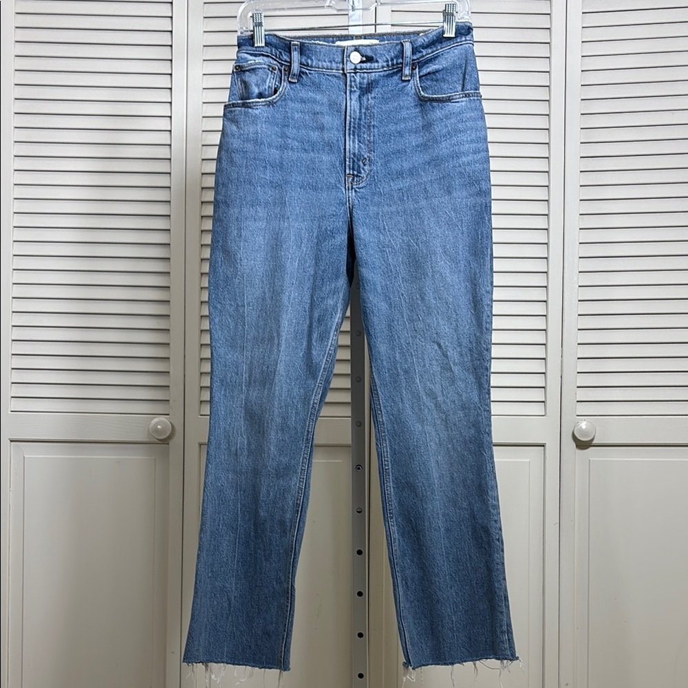 Abercrombie & Fitch Blue Ankle Cropped Raw Hem Jeans Size 4 Short